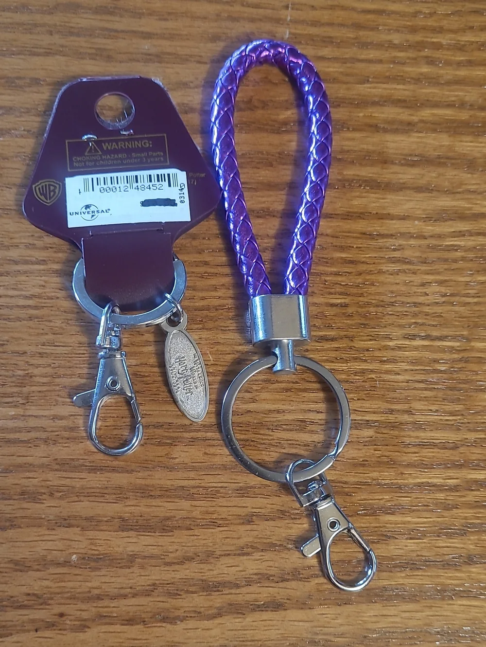 Harry Potter Universal Studios Keychain & Purple Braided Leather Keychain